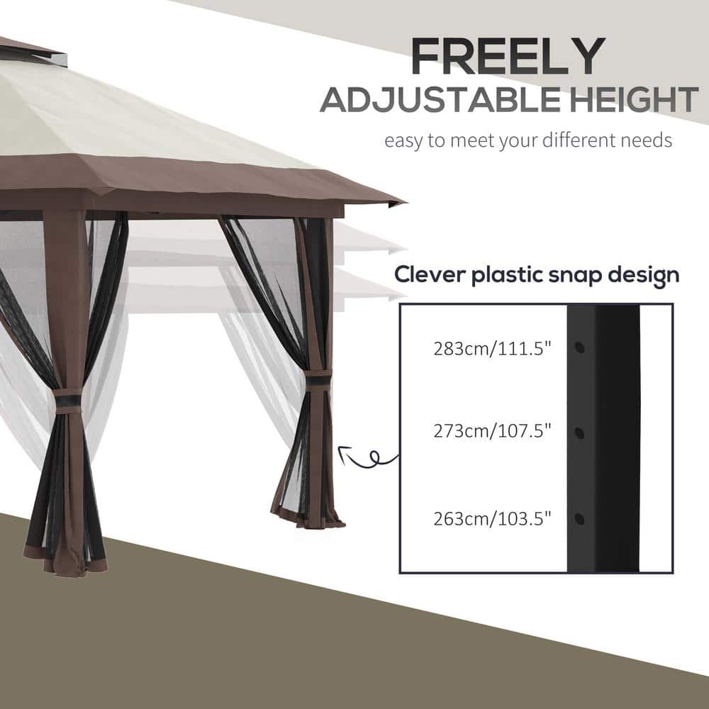 Beige and Brown Pop Up Canopy Gazebo Tent with Netting