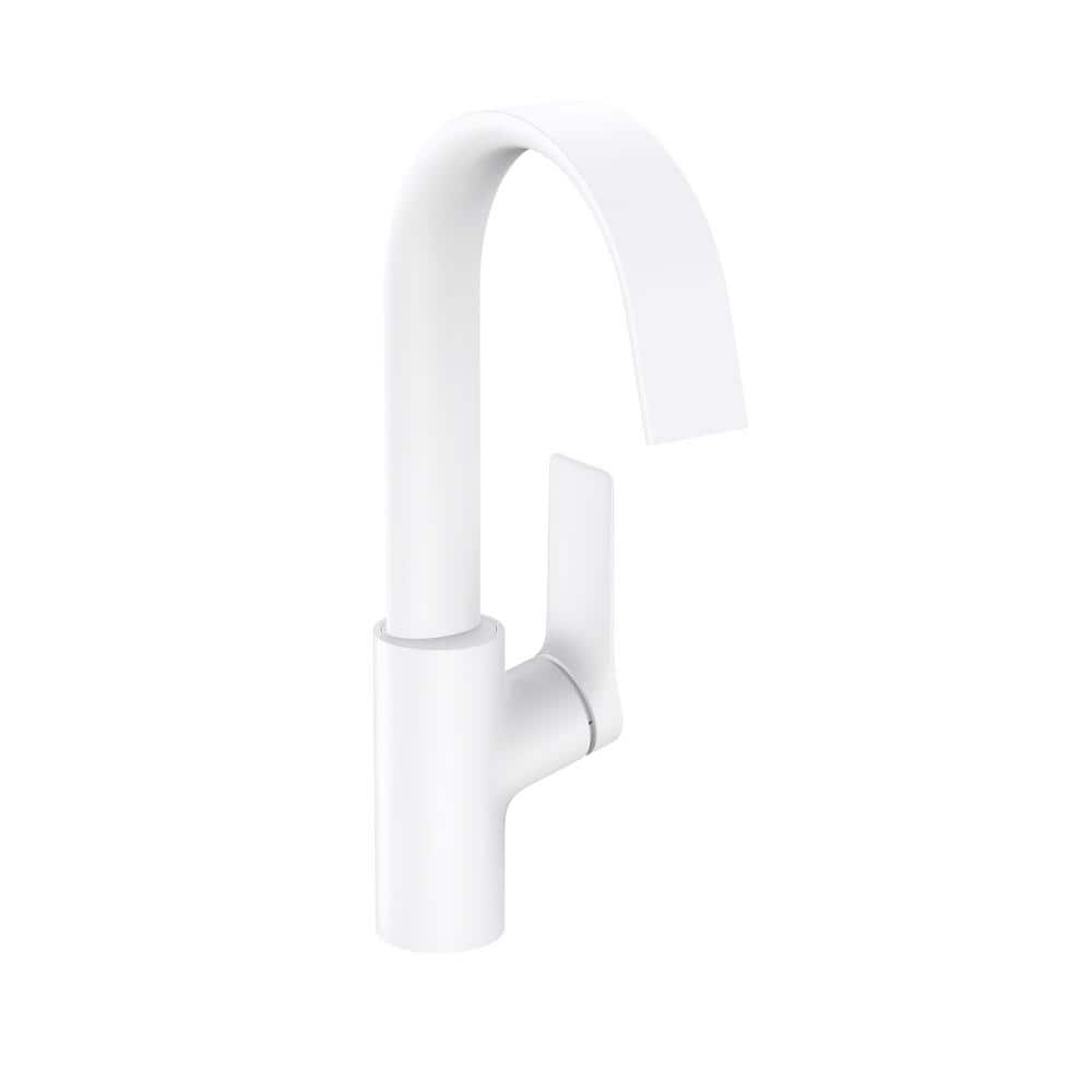 Matte White Modern Single-Hole Brass Bathroom Faucet