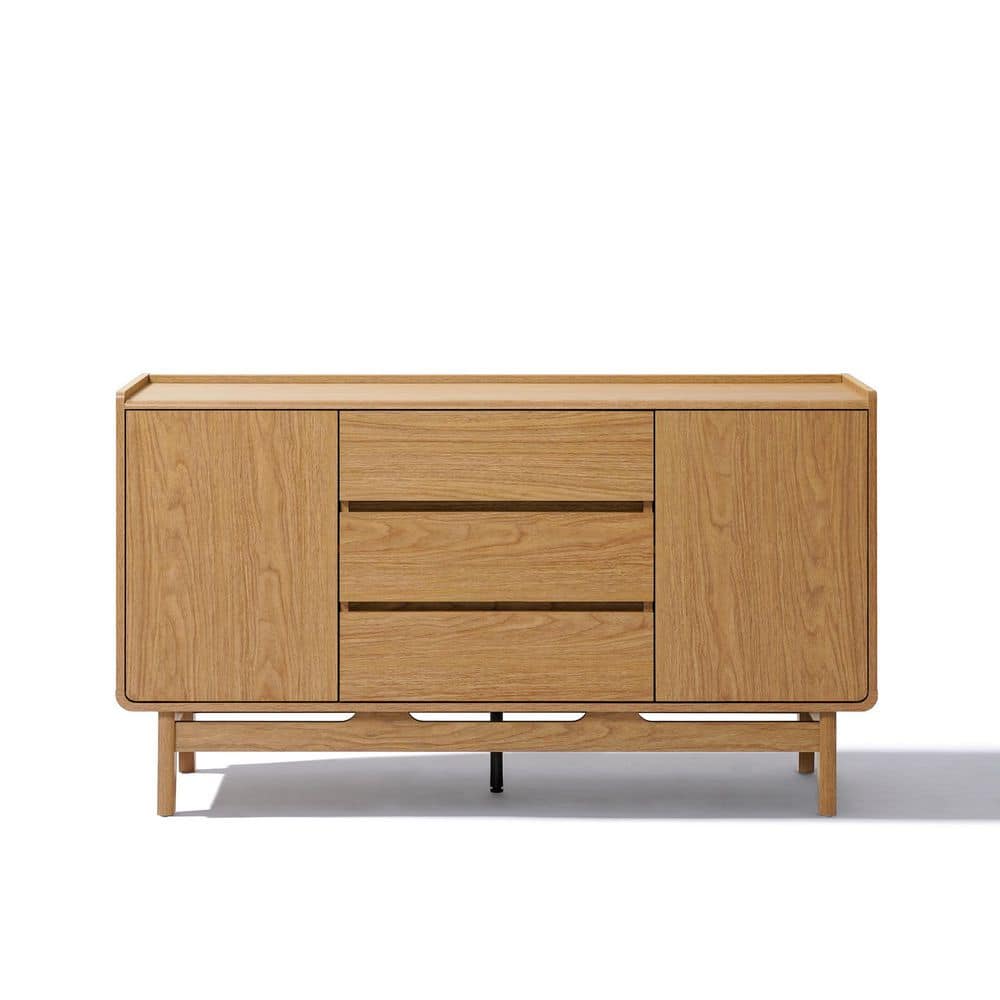 Brown Summer Oak 31.61 in. Engineered Wood Sideboard Cabinet with 3-Drawers price history on PriceWatchPro