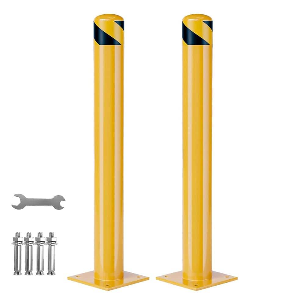 2-Pack 42 Inch Steel Safety Bollards, 4.5 Inch Diameter Heavy Duty Parking Bollards with Reflective Tape & Anchor Bolts price history on PriceWatchPro