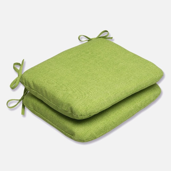 Pillow Perfect Solid 18.5 in. x 15.5 in. Outdoor Dining Chair Cushion in Green (Set of 2)