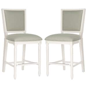 Buchanan 26 in. High Back Light Gray and Cream Wooden Counter Stool (Set of 2)