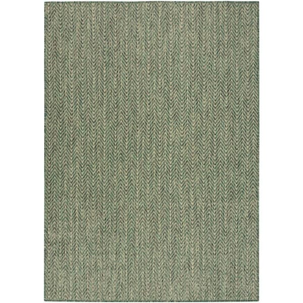 Nourison Horizon Green 4 ft. x 6 ft. Indoor/Outdoor Geometric Contemporary Area Rug