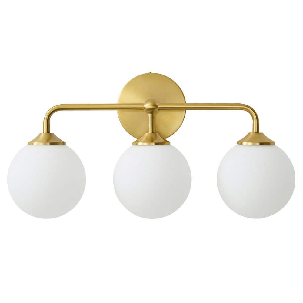 18.89 in. 3 Light Gold Vanity Light with Frosted Opal Glass Shade price history on PriceWatchPro