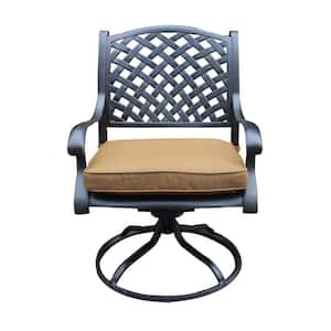 Manhattan Brown Aluminum Outdoor Rocking Chair with Tan Cushion (2-Pack)
