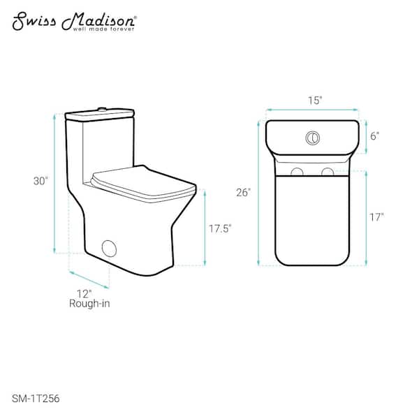 Swiss Madison Carre 1-Piece 0.8/1.28 GPF Dual Flush Square Toilet