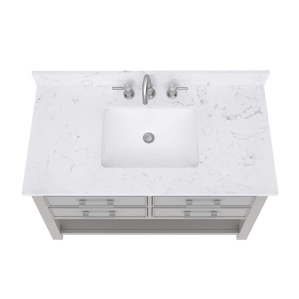 Chilled Gray 43" Single Bathroom Vanity with Engineered Marble Top
