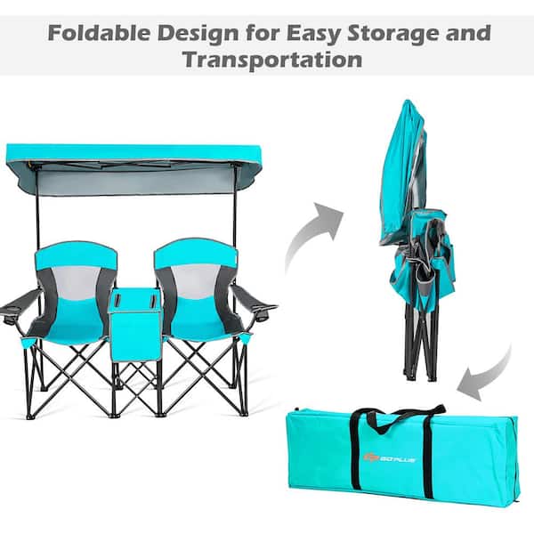 Costway Turquoise Steel Camping Canopy Chairs KYD705G5DNY - The