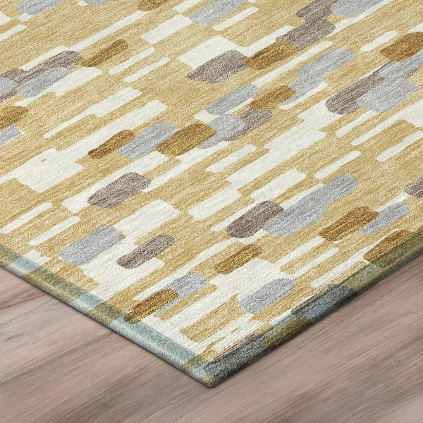 Chantille Machine Washable Indoor/Outdoor Abstract ACN2904 Gold 3 ft. x 5 ft. Area Rug