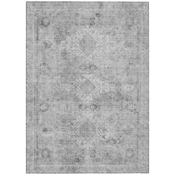 Chantille Machine Washable Indoor/Outdoor Abstract ACN2809 Silver 10 ft. x 14 ft. Area Rug
