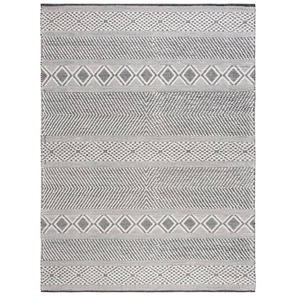 Vermont 8 ft. x 10 ft. Ivory/Black Diamond Striped Geometric Area Rug