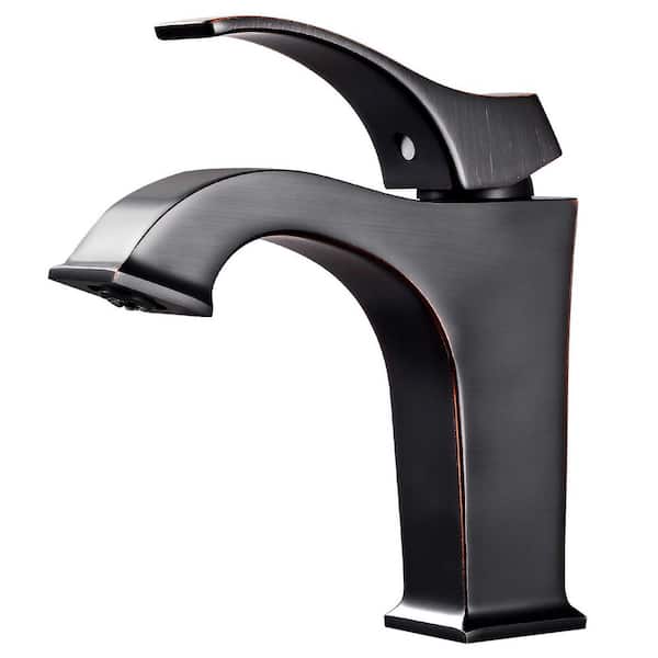 Single Handle Single Hole Bathroom Faucet with Deckplate Included and Spot Resistant in Oil Rubbed Bronze