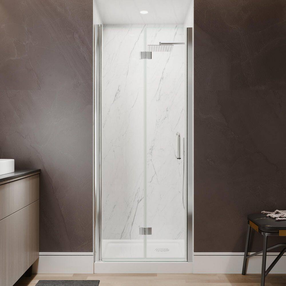 Victoria 30 to 31-3/8 in. W x 72 in. H Bi-Fold Frameless Shower Doors in Chrome with Clear Glass price history on PriceWatchPro