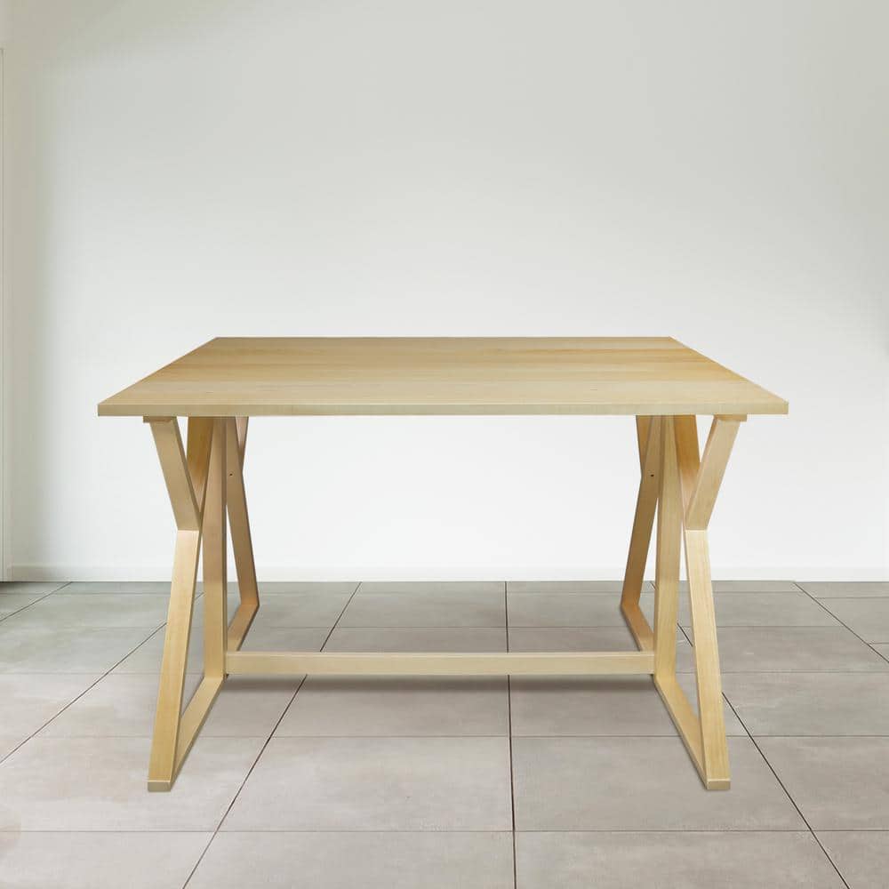 Natural Solid Basswood Folding Convertible Console Dining Table