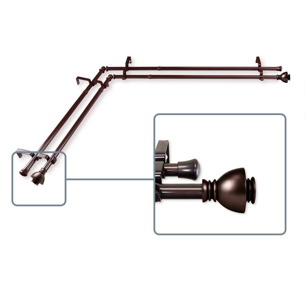 28 in. to 48 in. Adjustable 13/16 in. Corner Window Double Curtain Rod in C