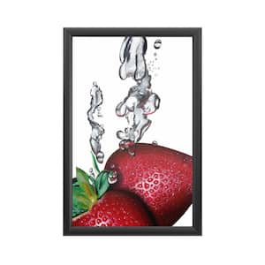 "Strawberry Splash II " by Roderic Stevens Framed with LED Light Fruit Wall Art 24 in. x 16 in.