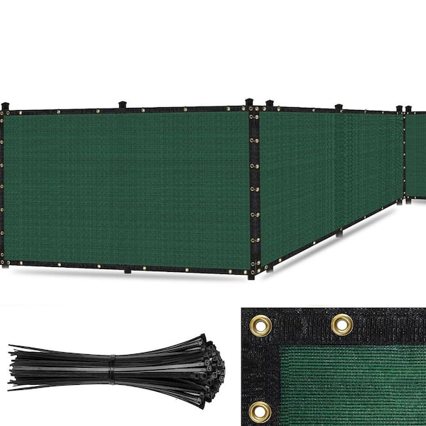 Ultra 8 ft. x 20 ft. Non-Recycled Polyethylene Heavy-Duty 200 GSM Privacy Fence Screen 90% Cable Zip Ties, Green