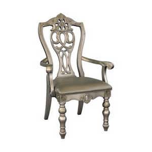 Gold and Silver Faux Leather Shieled Back Design Dining Armchair