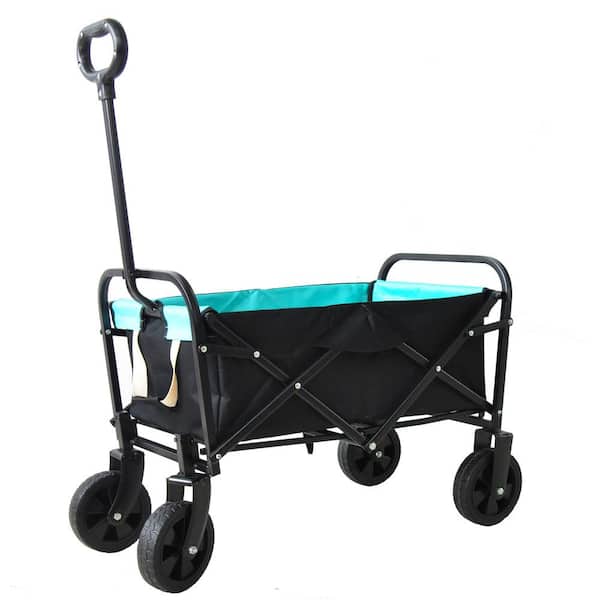 Unbranded 2 cu. ft. Blue Fabric and Steel Frame Outdoor Folding Utility Wagon Garden Cart