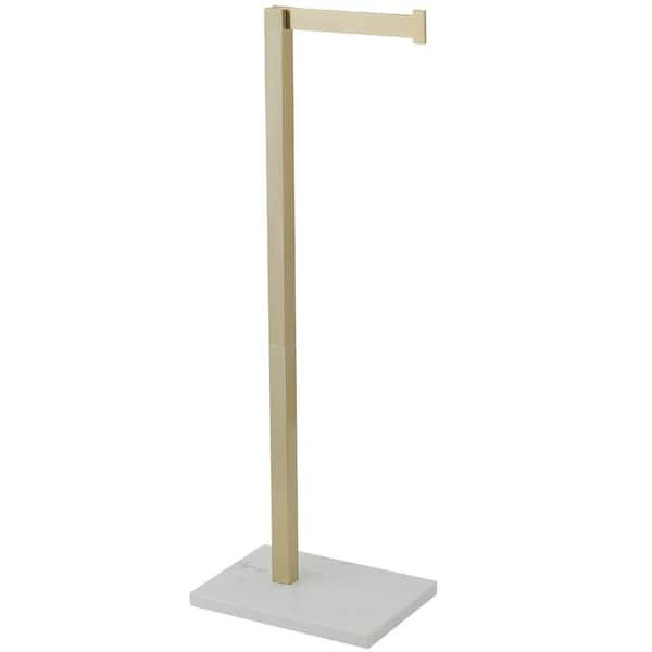 Freestanding Toilet Paper Holder with Marble Base in Brushed Finish