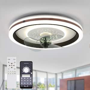 Simonetta 19 in. Smart App Remote Dual Control Flush Mount Ceiling Fan with Light, Low Profile Ceiling Fan with Remote