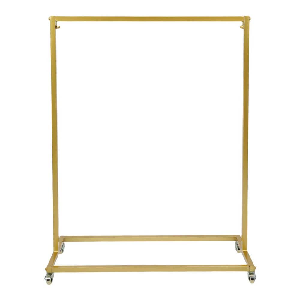 YIYIBYUS Gold Metal Clothes Rack with Wheels 39.4 in. W x 52.7 in. H Modern Floor-Standing Clothes Display Rack