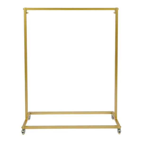 Gold Metal Clothes Rack with Wheels 39.4 in. W x 52.7 in. H Modern Floor-Standing Clothes Display Rack