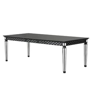Varian II 90 in. Rectangle Black and Silver Wood Top Dining Table