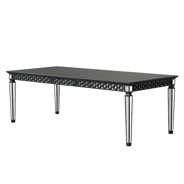 Acme Furniture Varian II 90 in. Rectangle Black and Silver Wood Top Dining Table