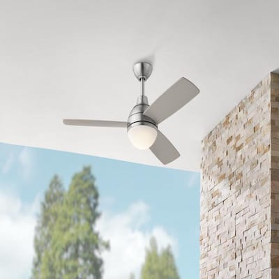 Hampton Bay Blaketon 46 in. Indoor/Covered Outdoor Brushed Nickel Modern Ceiling Fan with Tunable LED and Remote Control Included SW23096 BN
