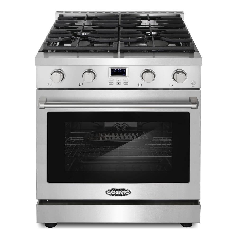 Cosmo 30 in. Slide-In Freestanding 4.8 cu. ft. Gas Range with 4-Sealed ...