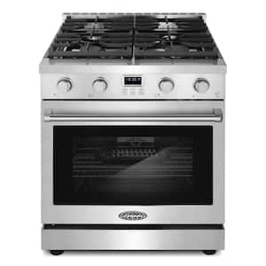 30 in. Slide-In Freestanding 4.8 cu. ft. Gas Range with 4-Sealed Gas Burners and Convection Oven in Stainless Steel