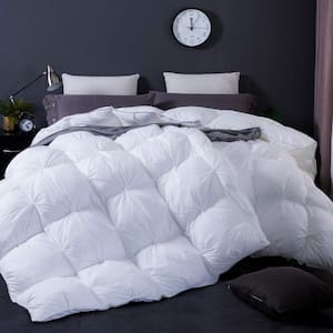 Feather Down Comforter King, Beautiful Pinch Pleat Duvet Insert, 100% Cotton Fabric, All Season Comforter