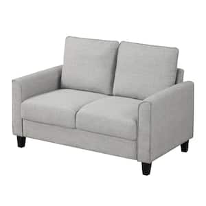 Jorden 54.75 in. Light Gray Solid Polyester 2-Seater Loveseat, Small Space Living