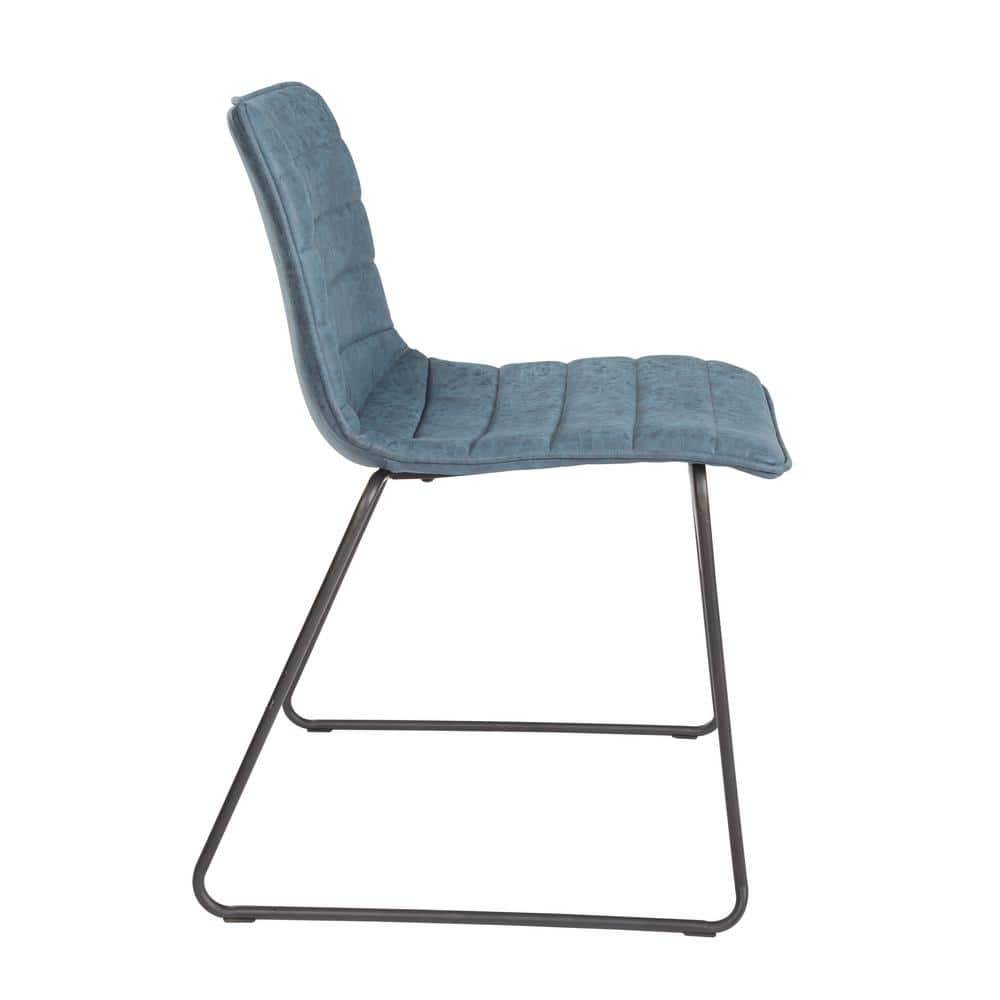 Navy Faux Leather Metal Frame Stackable Armless Chair