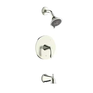 Arts et Metiers Single Handle 3-Spray Regular, Massage Tub and Shower Faucet with Rough-In Valve in Brushed Nickel