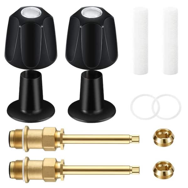 2-Piece Bathtub Shower Knob Replacement Kit with Hot/Cold Shower Knobs, Matte Black