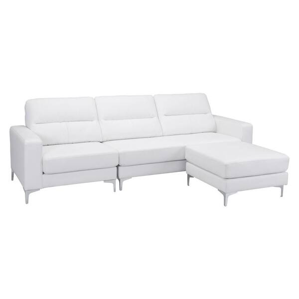 ZUO Versa 2-Piece White Leatherette Sectional