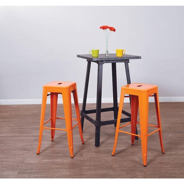 OSP Home Furnishings Patterson 30.25 in. Orange Bar Stool (Set of 4)