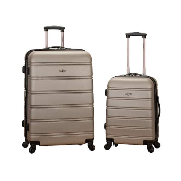 Rockland Melbourne Expandable 2-Piece Hardside Spinner Luggage Set, Silver