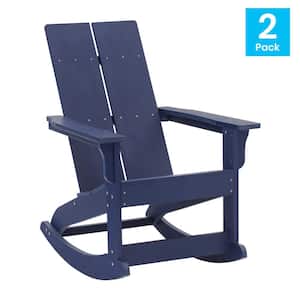 Plastic Outdoor Rocking Chair, Navy