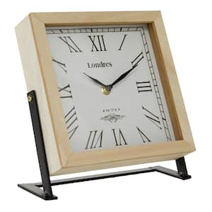 Brown Wood Natural Analog Tabletop Clock