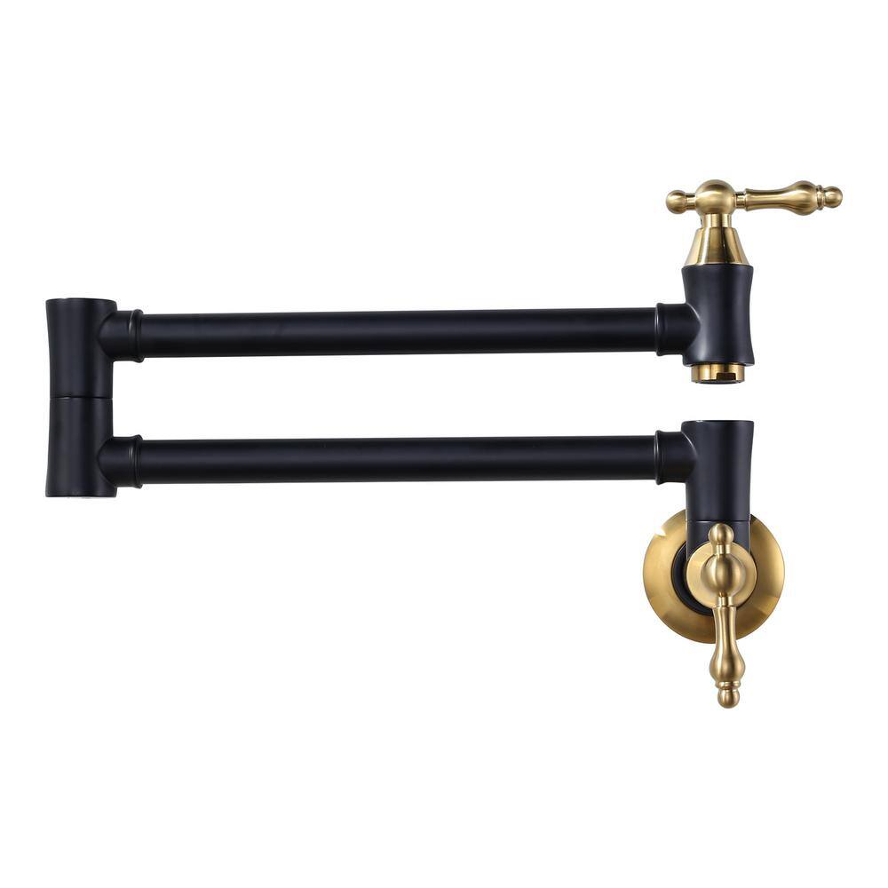 Brass Wall Mounted Pot Filler with 2 Handles and 2 Aerators in Black and Gold price history on PriceWatchPro