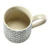 Set of 4 Black and Beige Ceramic Embossed Mugs