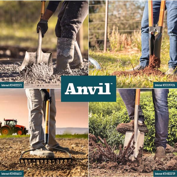 Anvil 28 in. D-Grip Short Wood Handle Carbon Steel Transfer Shovel