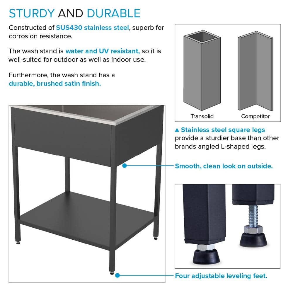 28'' Matte Black Stainless Steel Free Standing Laundry Sink with Faucet
