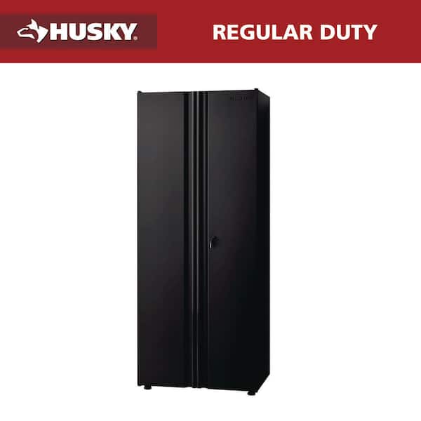 Regular Duty Welded 30.5 in. W x 75 in. H x 19.6 in. D 3-Shelf 21-Gauge Steel Freestanding Cabinet in Black