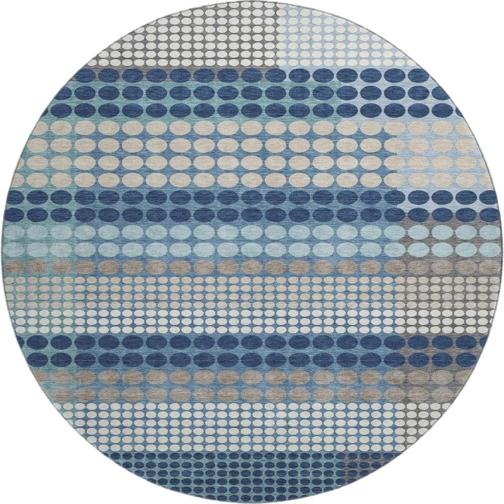 Mayfield Premium Machine Washable Abstract AMF2445 Blue 8 ft. x 8 ft. Round Rug price history on PriceWatchPro