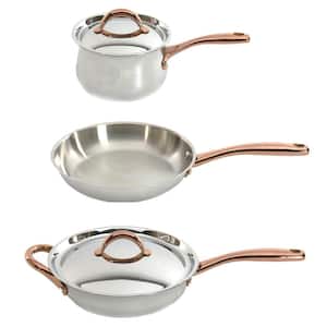 Ouro Gold 5-Piece 18/10 Stainless Steel Starter Cookware Set in Silver and Gold with Lid
