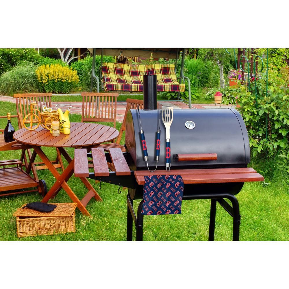 MLB Boston Red Sox Stainless Steel BBQ Grilling Tool Set with Team Logo Towel